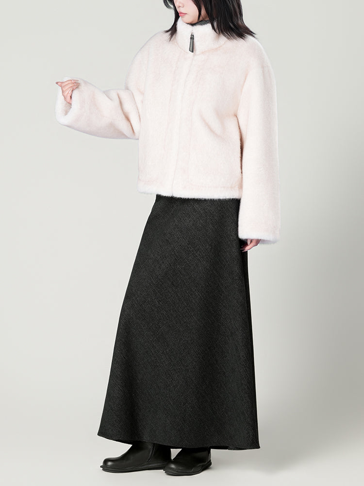 スタンドカラー防水ファーコート