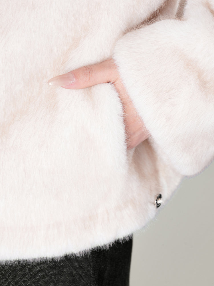 スタンドカラー防水ファーコート