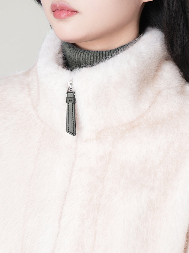 スタンドカラー防水ファーコート