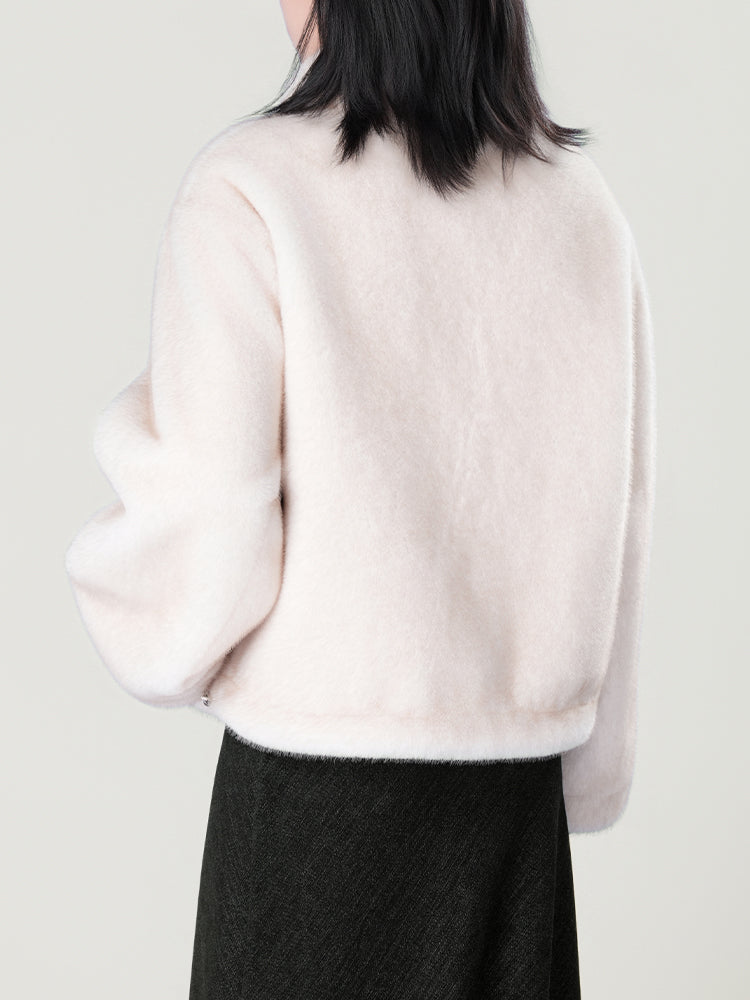 スタンドカラー防水ファーコート