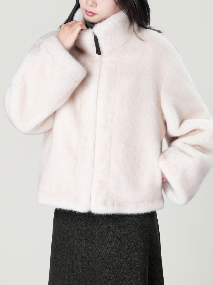 スタンドカラー防水ファーコート