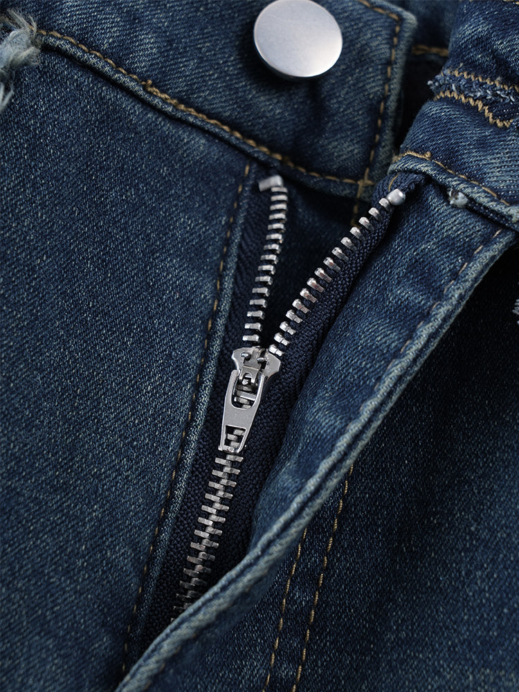 ハイウエスト裏起毛ワイドデニムパンツ