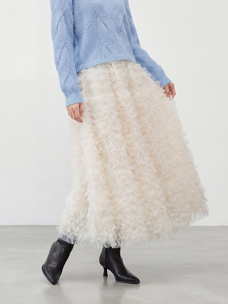 【ボリュームティアードスカート】 軽量で着心地抜群 洗濯機 OK 型崩れしにくい コーデしやすい万能スカート