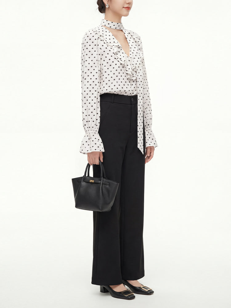 フレンチドットリボンブラウス