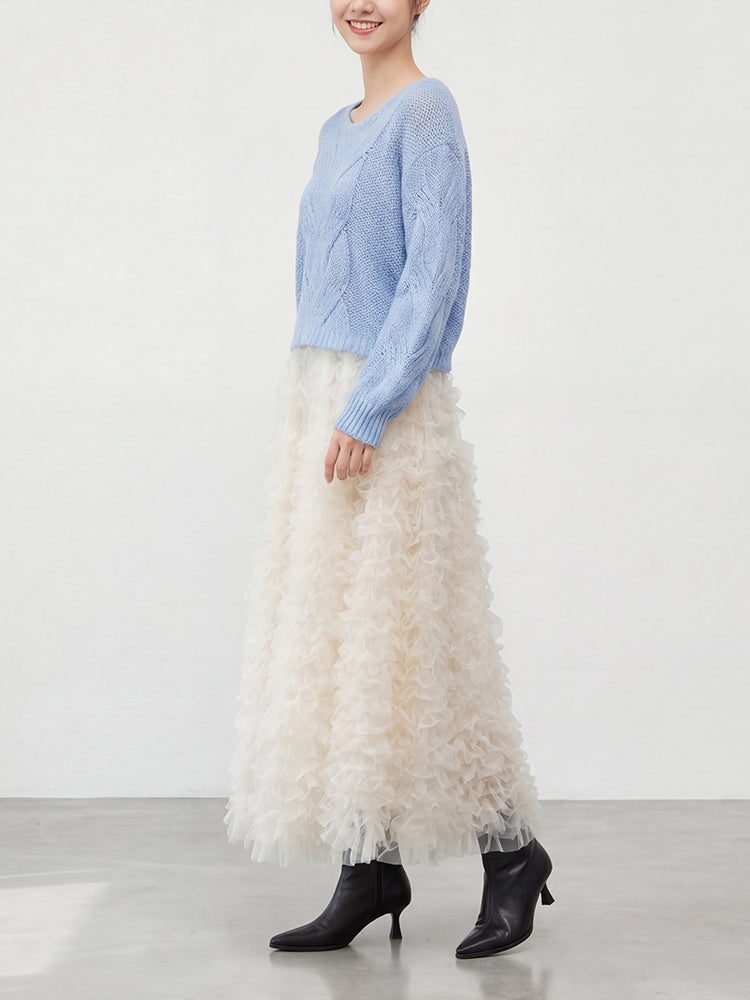 【ボリュームティアードスカート】 軽量で着心地抜群 洗濯機 OK 型崩れしにくい コーデしやすい万能スカート