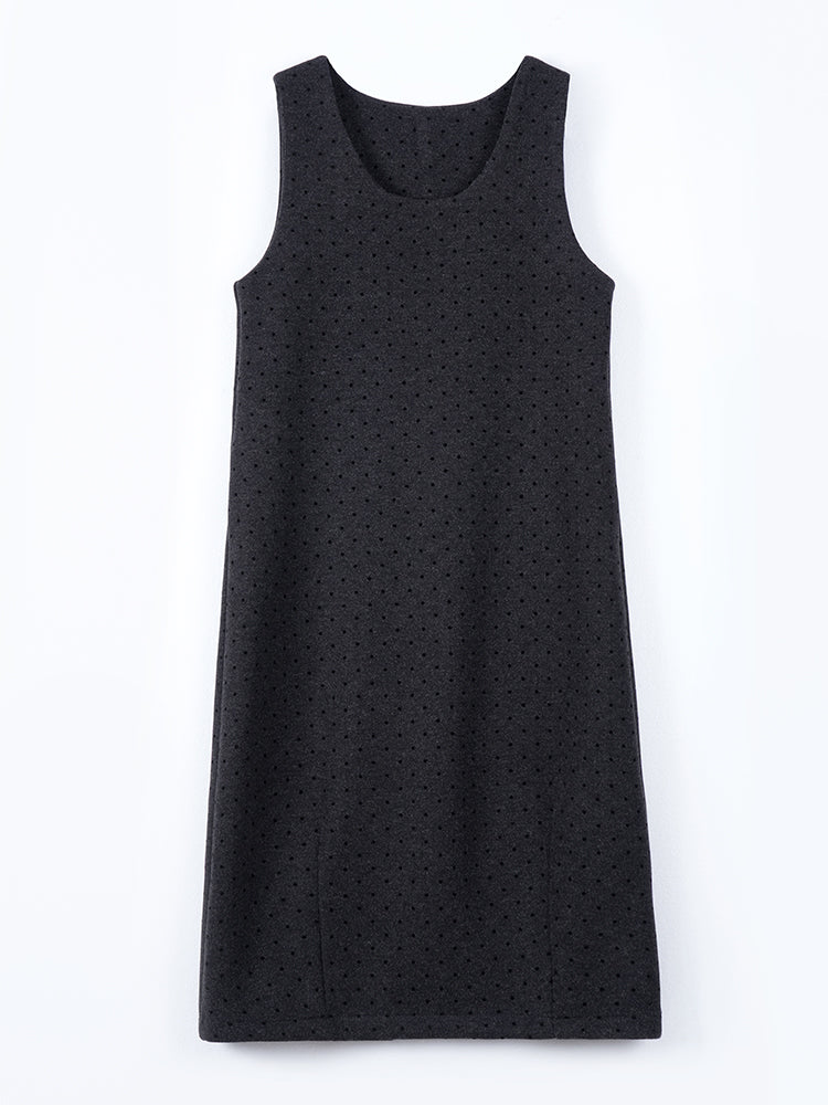 ノースリーブウール生地ワンピース