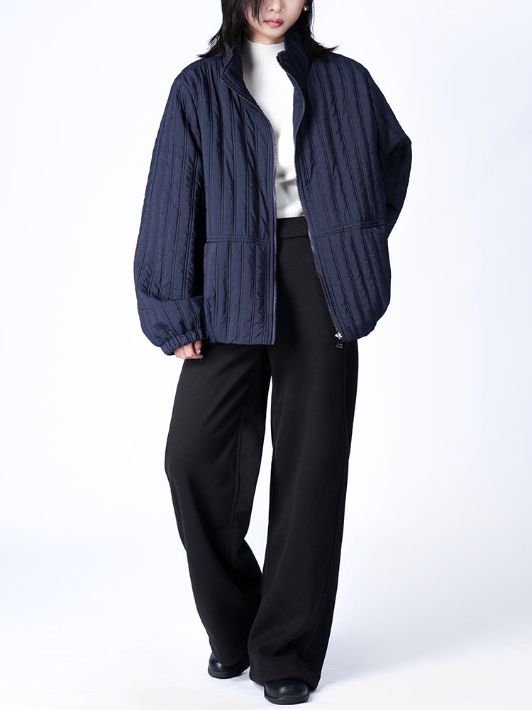 スタンドカラー 綿入りジャケット