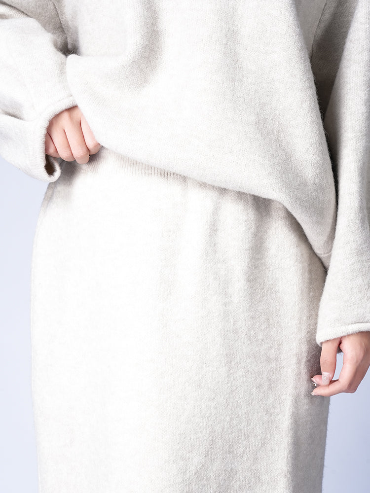 ラウンドネックニットスカートセット