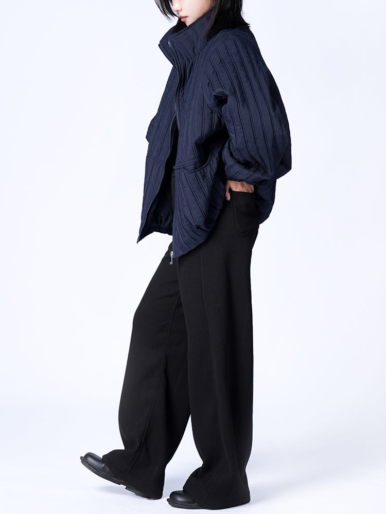 スタンドカラー 綿入りジャケット