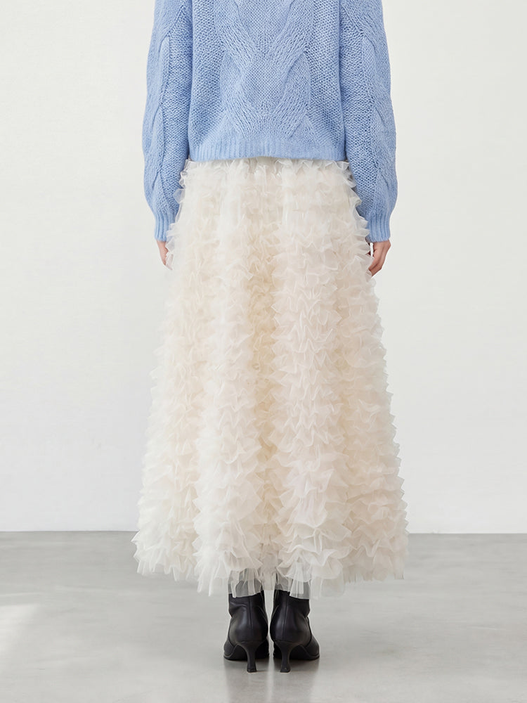 【ボリュームティアードスカート】 軽量で着心地抜群 洗濯機 OK 型崩れしにくい コーデしやすい万能スカート