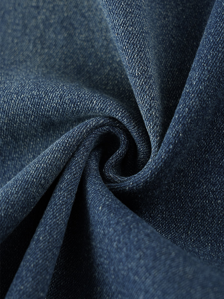 ハイウエスト裏起毛ワイドデニムパンツ