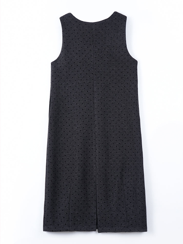 ノースリーブウール生地ワンピース