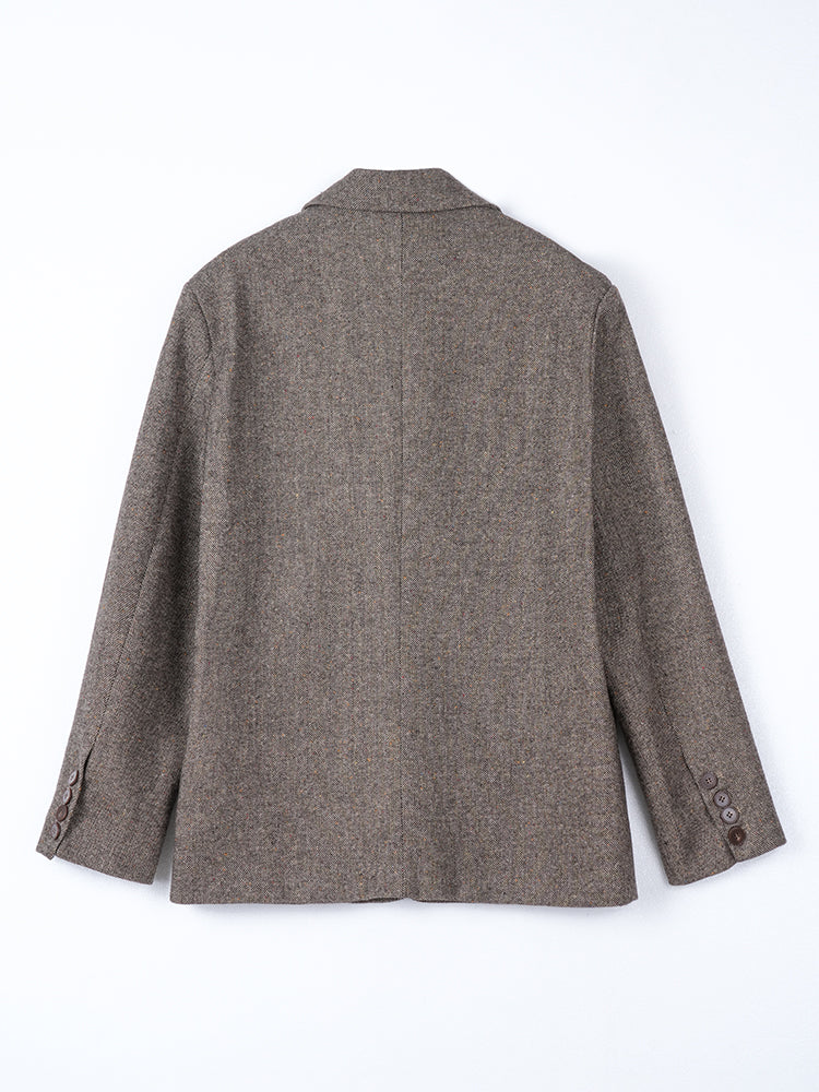 シンプルツイードウールコート