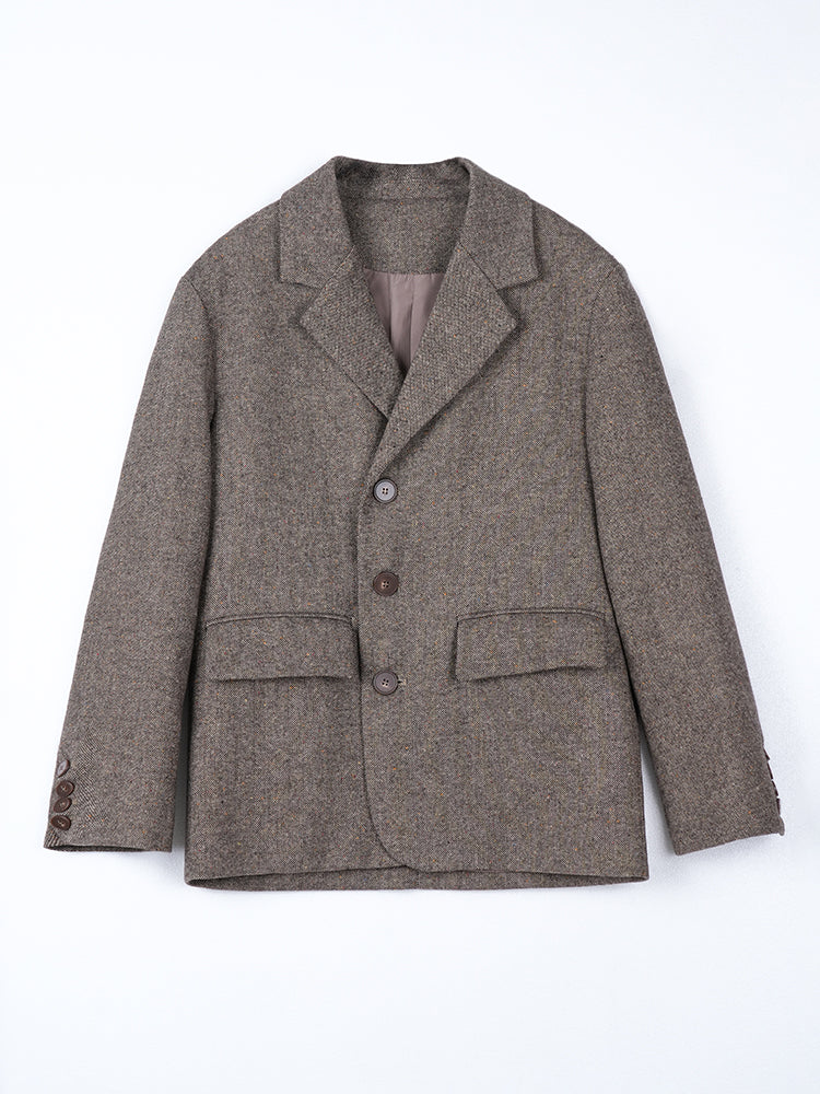 シンプルツイードウールコート