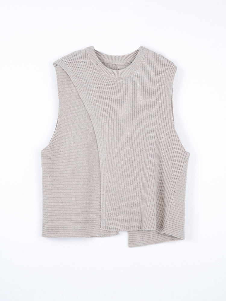 ゆったり アシンメトリー ニットベスト