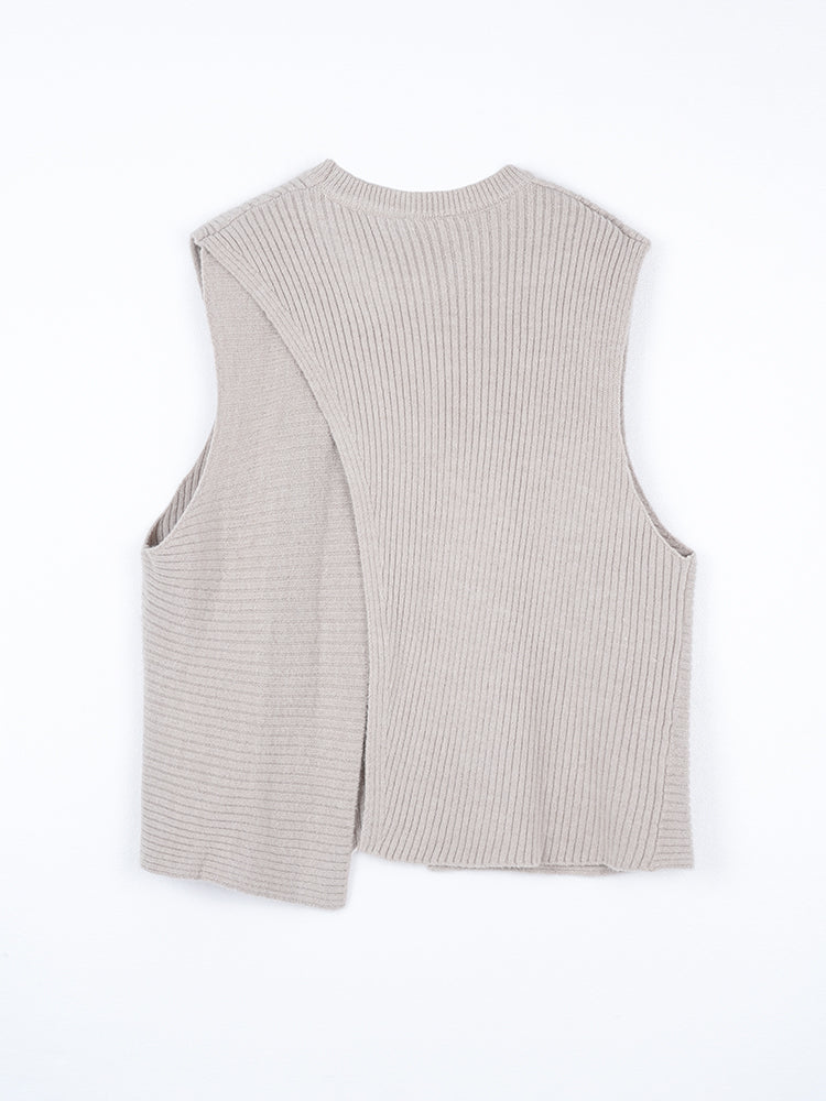 ゆったり アシンメトリー ニットベスト