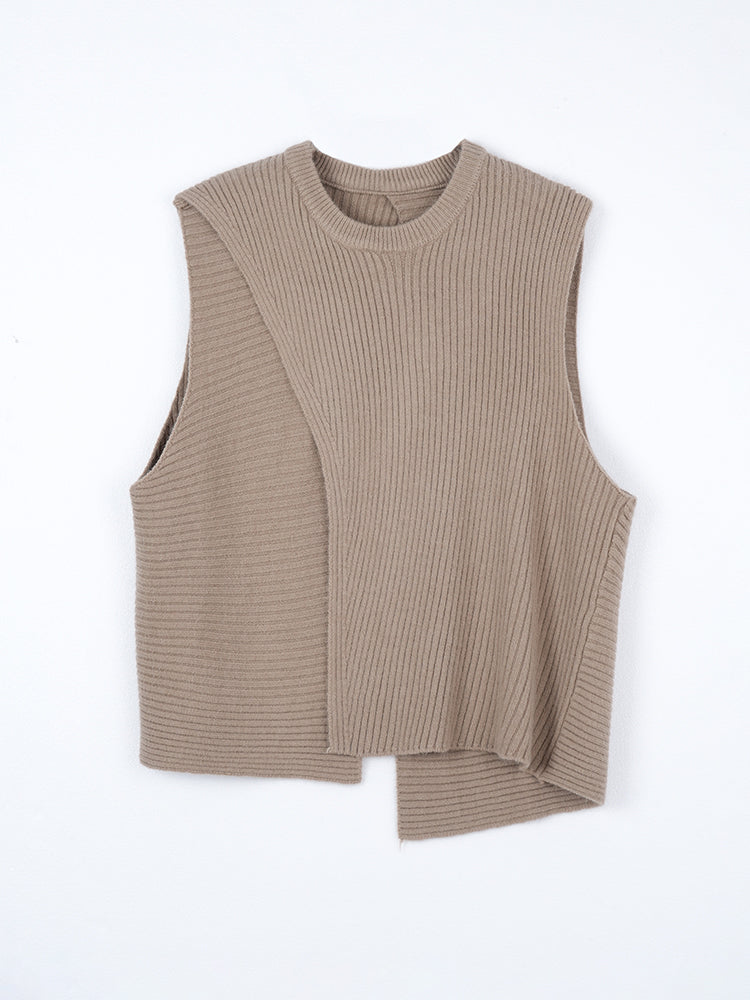 ゆったり アシンメトリー ニットベスト