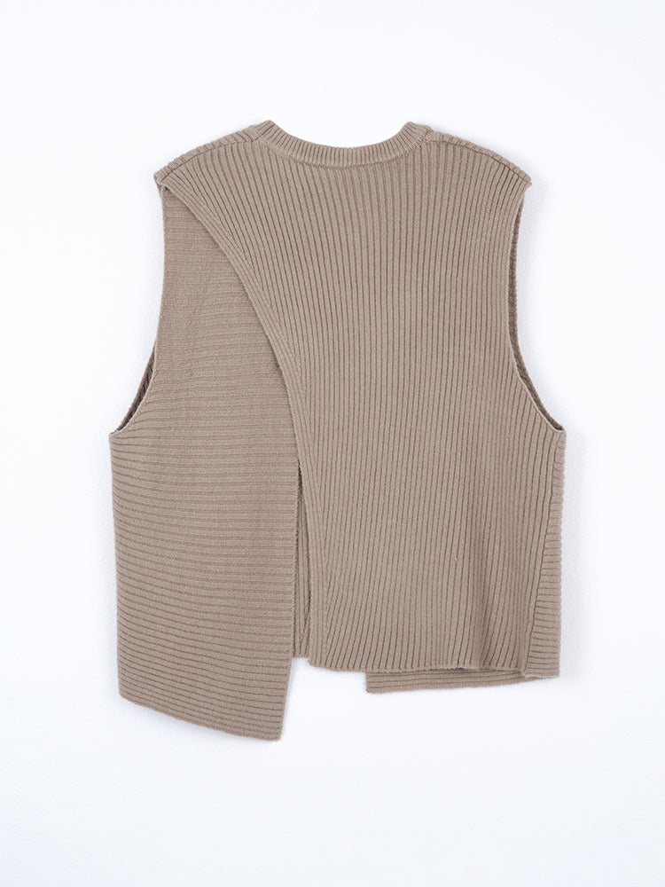 ゆったり アシンメトリー ニットベスト